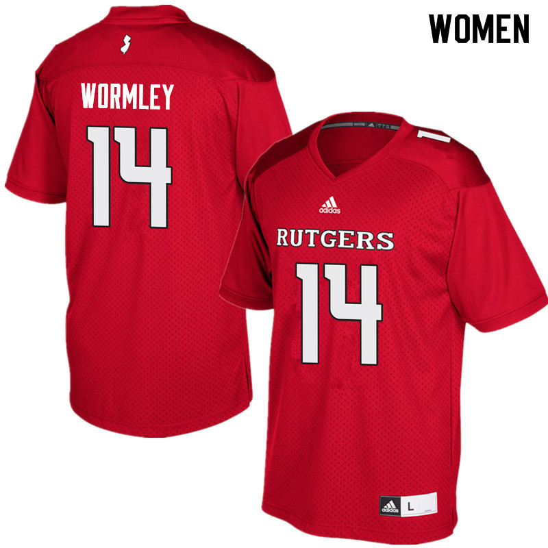 Women #14 Everett Wormley Rutgers Scarlet Knights College Football Jerseys Sale-Red